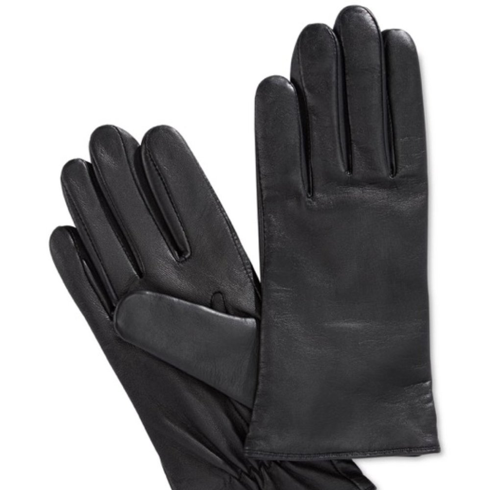 Charter Club Black Leather Women's Gloves Cashmire Lined Size 7